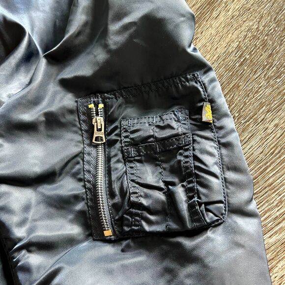 Alpha Industries MA-1 Bomber Flight Jacket Navy Blue Orange Lining Size Small F - Picture 9 of 13